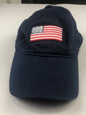 Old Navy USA Flag Cap Hat Adult Adjustable Strapback Navy Blue 100% Cotton OSFA